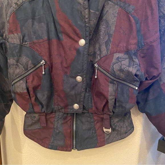 Vintage NILS Women Floral Patterned Silver Hardware Ski Jacket Size Small - Picture 3 of 12
